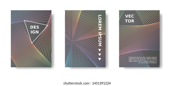 Minimal title design. Modern vertical cover. Holographic rainbow and grey cover design set.