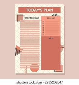 minimal today's plan vector template