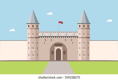 Minimal Topkapi Palace Entry Illustration in Istanbul