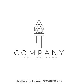 minimal torch fire flame pillar logo design