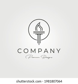 minimal torch icon logo vector line art symbol illustration design, company logo design