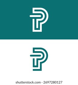 Minimal Tp or Pt typography monogram logo featuring abstract modern design for creative professional brand identity.