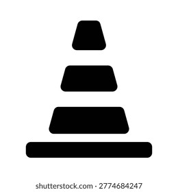 Minimal traffic cone icon representing road safety and construction zones. Ideal for traffic control, maintenance work, infrastructure projects, and safety signage.