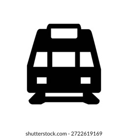 Icono de tren mínimo que representa el transporte ferroviario, el transporte público y el servicio de viajes