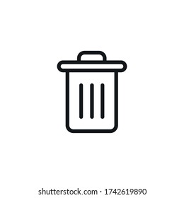 Minimal Trash can Icon - Symbol of waste paper bin - Vector