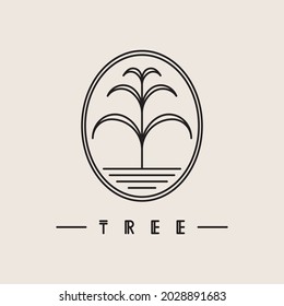 Minimales Baumsymbol, oval. Liniendesign, bearbeitbare Striche. Vektorgrafik