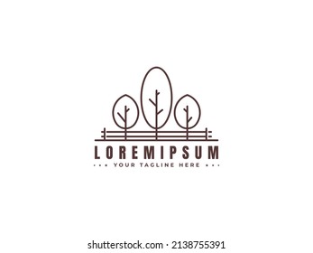 Diseño mínimo del logotipo del árbol. Plantilla de logotipo de jardín creativo 