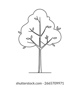 Minimal tree outline icon, black vector symbol for parks, outdoors, and nature projects