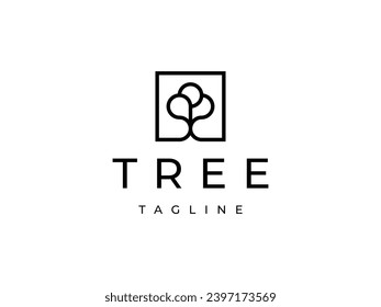 minimal tree with square logo design