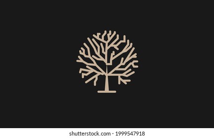 Minimal tree vector logo design