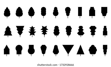 minimal trees linear icons set, Vector illustration.