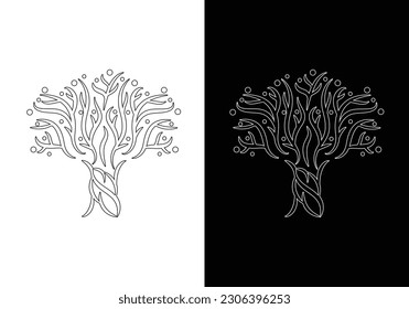 Minimal trees line-vector tree logo design
