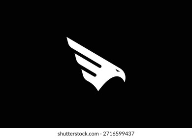 Minimal Trendy Abstract Eagle Logo on Black Background