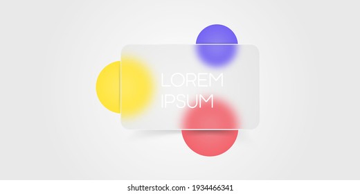 A minimal trendy banner. Glassmorphism style. Magenta, yellow and red spheres. UI design object.