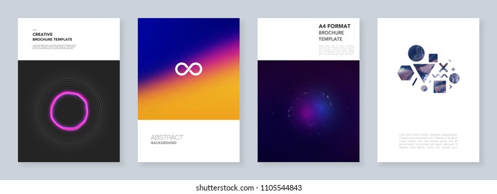 Minimal trendy brochure templates with abstract colorful infographics, minimalistic design futuristic backgrounds. Templates for flyer, leaflet, brochure, report, presentation, advertising.