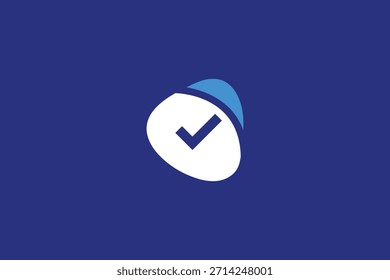 Logotipo de marca de verificação da moda mínimo no plano de fundo azul