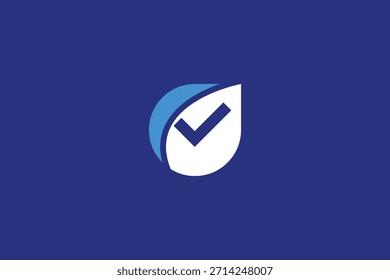 Logotipo de marca de verificación de moda mínima sobre fondo azul