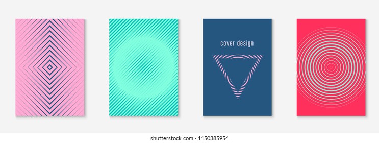 Minimal trendy cover template. Futuristic layout with halftones. Geometric minimal cover template for book, catalog and annual. Minimalistic colorful gradients. Abstract business illustration.