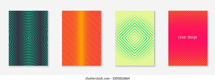Minimal trendy cover template set. Futuristic layout with halftones. Geometric minimal cover template for book, catalog and annual. Minimalistic colorful gradients. Abstract business illustration.