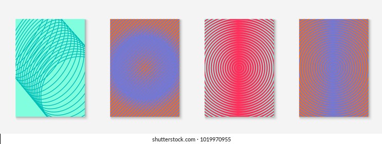Minimal trendy cover template set. Futuristic layout with halftones. Geometric minimal cover template for book, catalog and annual. Minimalistic colorful gradients. Abstract business illustration.