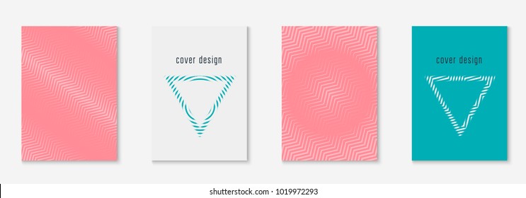 Minimal trendy cover template set. Futuristic layout with halftones. Geometric minimal cover template for book, catalog and annual. Minimalistic colorful gradients. Abstract business illustration.