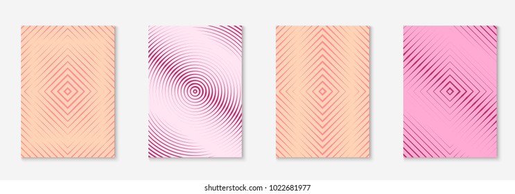 Minimal trendy cover template set. Futuristic layout with halftones. Geometric minimal cover template for book, catalog and annual. Minimalistic colorful gradients. Abstract business illustration.