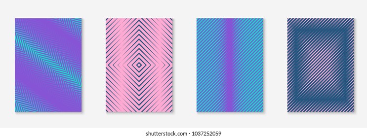 Minimal trendy cover template set. Futuristic layout with halftones. Geometric minimal cover template for book, catalog and annual. Minimalistic colorful gradients. Abstract business illustration.