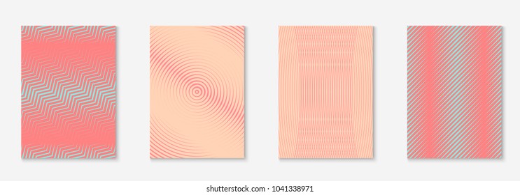Minimal trendy cover template set. Futuristic layout with halftones. Geometric minimal cover template for book, catalog and annual. Minimalistic colorful gradients. Abstract business illustration.