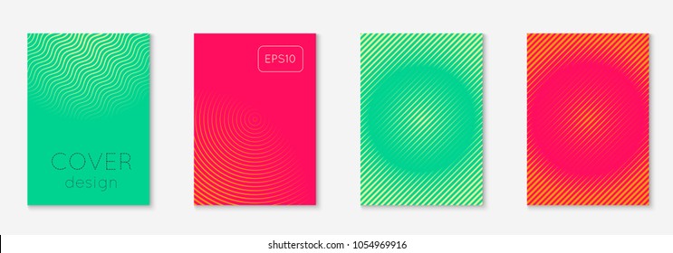 Minimal trendy cover template set. Futuristic layout with halftones. Geometric minimal cover template for book, catalog and annual. Minimalistic colorful gradients. Abstract business illustration.