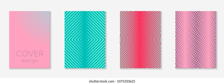 Minimal trendy cover template set. Futuristic layout with halftones. Geometric minimal cover template for book, catalog and annual. Minimalistic colorful gradients. Abstract business illustration.