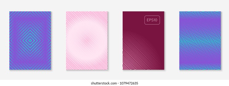 Minimal trendy cover template set. Futuristic layout with halftones. Geometric minimal cover template for book, catalog and annual. Minimalistic colorful gradients. Abstract business illustration.