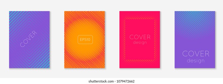 Minimal trendy cover template set. Futuristic layout with halftones. Geometric minimal cover template for book, catalog and annual. Minimalistic colorful gradients. Abstract business illustration.