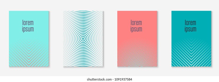 Minimal trendy cover template set. Futuristic layout with halftones. Geometric minimal cover template for book, catalog and annual. Minimalistic colorful gradients. Abstract business illustration.
