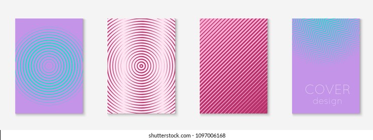 Minimal trendy cover template set. Futuristic layout with halftones. Geometric minimal cover template for book, catalog and annual. Minimalistic colorful gradients. Abstract business illustration.