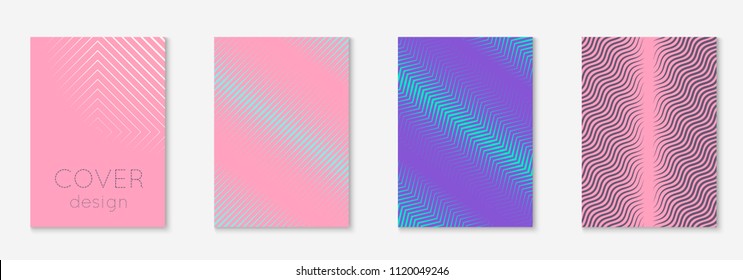Minimal trendy cover template set. Futuristic layout with halftones. Geometric minimal cover template for book, catalog and annual. Minimalistic colorful gradients. Abstract business illustration.