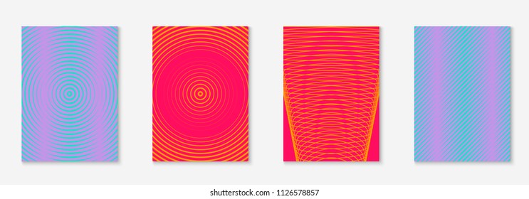 Minimal trendy cover template set. Futuristic layout with halftones. Geometric minimal cover template for book, catalog and annual. Minimalistic colorful gradients. Abstract business illustration.