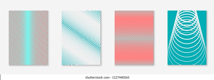Minimal trendy cover template set. Futuristic layout with halftones. Geometric minimal cover template for book, catalog and annual. Minimalistic colorful gradients. Abstract business illustration.