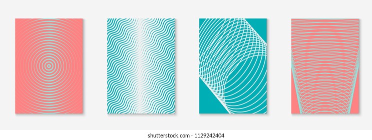 Minimal trendy cover template set. Futuristic layout with halftones. Geometric minimal cover template for book, catalog and annual. Minimalistic colorful gradients. Abstract business illustration.