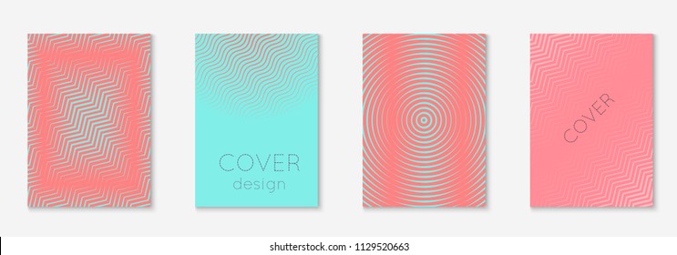 Minimal trendy cover template set. Futuristic layout with halftones. Geometric minimal cover template for book, catalog and annual. Minimalistic colorful gradients. Abstract business illustration.