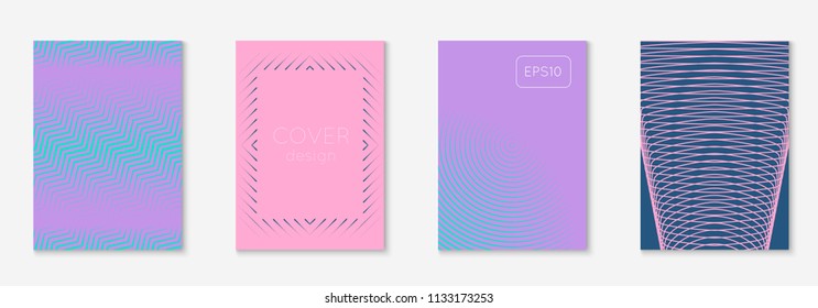 Minimal trendy cover template set. Futuristic layout with halftones. Geometric minimal cover template for book, catalog and annual. Minimalistic colorful gradients. Abstract business illustration.