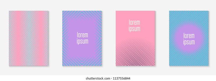 Minimal trendy cover template set. Futuristic layout with halftones. Geometric minimal cover template for book, catalog and annual. Minimalistic colorful gradients. Abstract business illustration.