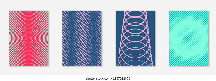 Minimal trendy cover template set. Futuristic layout with halftones. Geometric minimal cover template for book, catalog and annual. Minimalistic colorful gradients. Abstract business illustration.
