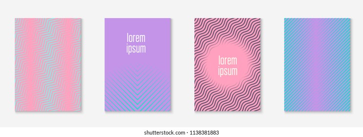 Minimal trendy cover template set. Futuristic layout with halftones. Geometric minimal cover template for book, catalog and annual. Minimalistic colorful gradients. Abstract business illustration.