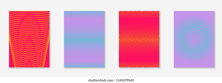 Minimal trendy cover template set. Futuristic layout with halftones. Geometric minimal cover template for book, catalog and annual. Minimalistic colorful gradients. Abstract business illustration.