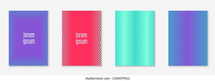 Minimal trendy cover template set. Futuristic layout with halftones. Geometric minimal cover template for book, catalog and annual. Minimalistic colorful gradients. Abstract business illustration.
