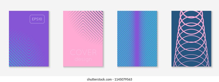 Minimal trendy cover template set. Futuristic layout with halftones. Geometric minimal cover template for book, catalog and annual. Minimalistic colorful gradients. Abstract business illustration.