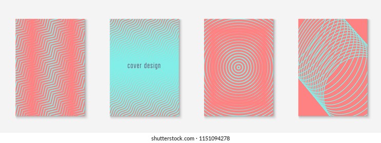 Minimal trendy cover template set. Futuristic layout with halftones. Geometric minimal cover template for book, catalog and annual. Minimalistic colorful gradients. Abstract business illustration.