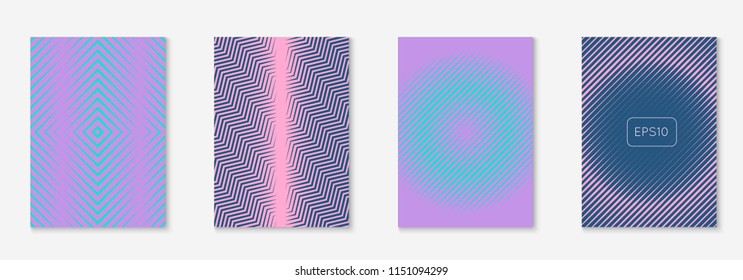 Minimal trendy cover template set. Futuristic layout with halftones. Geometric minimal cover template for book, catalog and annual. Minimalistic colorful gradients. Abstract business illustration.