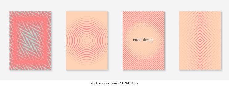 Minimal trendy cover template set. Futuristic layout with halftones. Geometric minimal cover template for book, catalog and annual. Minimalistic colorful gradients. Abstract business illustration.