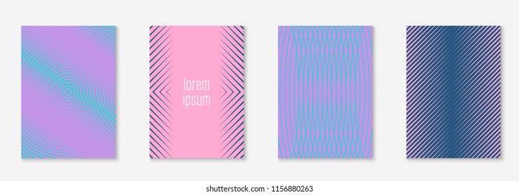 Minimal trendy cover template set. Futuristic layout with halftones. Geometric minimal cover template for book, catalog and annual. Minimalistic colorful gradients. Abstract business illustration.